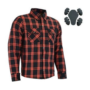 <b>Mens</b> Womens Plus Size Adventure Riding Armored <b>Shirt</b> <b>Red</b> <b>Black</b> Cafe Racer Flannel Aramid Lined CE Armor Zip Moto Jacket Custom - Product Image 1