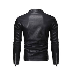 Veste de style streetwear d'hiver pour hommes conçue sur mesure en cuir de vache de couleur personnalisée - Product Image 3