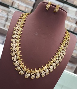 Designer Premium Polish Premium Quality Exclusive Unique Design <b>Gold</b> Plated Necklace <b>Set</b> With <b>Earrings</b> For Wedding Collection - Product Image 2