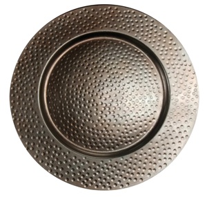 Assiette de service ronde en cuivre écologique, design martelé poli or, pour servir les aliments à la maison, dans les hôtels, les restaurants, les fêtes et les événements - Product Image 3