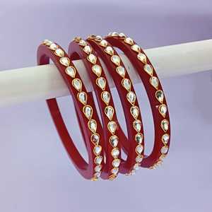 Ensemble de bijoux indien acrylique larme goutte bracelet indien en gros fabricant bijoux cristal Kundan mariée mariage bracelet bracelet - Product Image 1