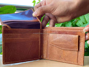Billeteras Vintage de cuero auténtico marrón para hombre, monedero de cuero elegante hecho a mano, monedero - Product Image 4