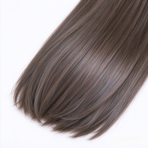 Perruque 100% cheveux humains, brun gris noisette, longue et droite, avec dentelle frontale, aspect naturel, pour femmes - Product Image 5
