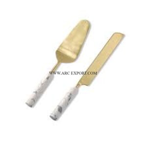 Maravilloso diseñador de calidad Superior Metal Cake Server y cuchillo Juego de 2 Best Selling Handmade Kitchen Ware Cake Server Knife - Product Image 2