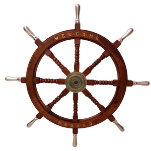 Artículos de decoración de pared, rueda de barco decorativa, decoración ecológica para el hogar, decoración náutica de rueda de barco grande, logotipo personalizado - Product Image 4