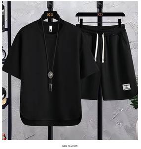 Pantalones cortos y camiseta estampados de estilo coreano transpirables de verano de dos piezas personalizables a la moda para hombres - Product Image 6