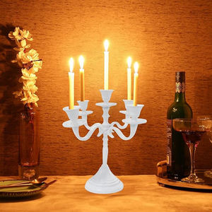 เชิงเทียนโลหะเคลือบด้วยผงสีขาว5แขนทำด้วยมือสำหรับงานแต่งงานบ้านและการตกแต่งโรงแรมหรูหราและทนทาน - Product Image 5