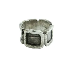 Handgemaakte Italiaanse Koperen Man Ring, Samengesteld Uit 5 Kwadraat, Gesneden Voor Verstelbare Grootte, Gemaakt In Italië Voor Export