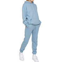 Ensemble de survêtement à capuche pour femme, manches longues, coupe décontractée, en coton mi-lourd, pour l'automne, avec poches latérales
