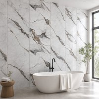Panneau mural en PVC marbré gris veiné blanc, imperméable, revêtement décoratif intérieur