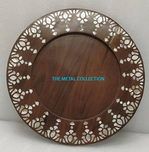 Plateau de service au design étonnant pour la maison, la cuisine et les hôtels Accessoires Plateaux créatifs Couleur marron Plateaux de service en bois de forme ronde - Product Image 1