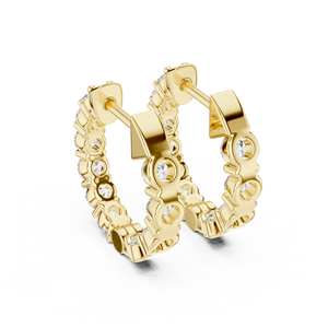 Boucles d'oreilles créoles inversées en or massif 14K 18K avec diamant de laboratoire taille ronde DEF VVS, bijoux fins pour mariage, ODM - Product Image 5
