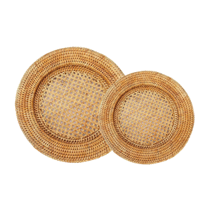 PLACAS DE CARGADOR DE PLACEMATS DE RATAN TEJIDOS Bohemios, vajilla natural, hecha a mano, cena informal, fiestas en la playa y eventos de jardín - Product Image 1