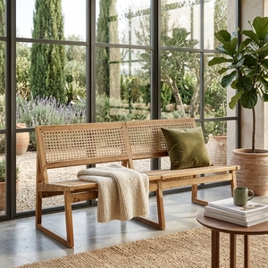 Our Modern Furniture Aswattha Visionary Solid Wood <b>Dining</b> <b>Chair</b> Woven Rattan Backrest Wooden Side <b>Chair</b> For Kitchen Setup Art - Product Image 5