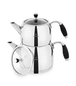 High Quality 18/10 Stainless Steel Tea Pot Set with <b>Induction</b> Compatible Base and Silicone Insulated Handles - Product Image 1