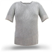 Haut de gilet médiéval en maille d'aluminium à anneaux boutonnés, armure de chevalier pour cosplay, reconstitution historique, chemise viking pour la bataille
