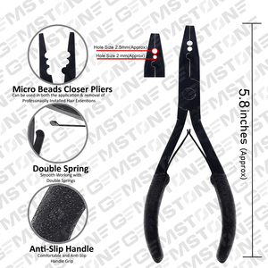 Pinzas de Acero Inoxidable para Extensiones de Cabello – Herramienta Cerradora de Micro/Nano Beads de 2 Orificios, Acabado Negro Mate Multifuncional - Product Image 2