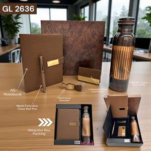 A5 Notebook Ballpoint Pen Hot/Cold Water Bottle Card Holder Keychain Promotional <b>Gifts</b> <b>Set</b> Custom Logo Metal Leather Best - Product Image 2