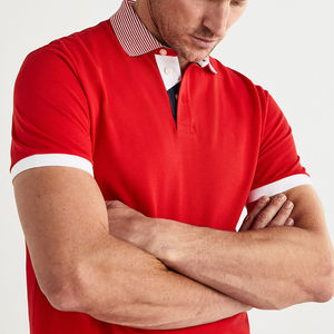 2024 personnalisé rouge et noir couleur impression Logo t-shirts uniforme 100% coton grande taille blanc plaine sport Golf hommes polos - Product Image 2