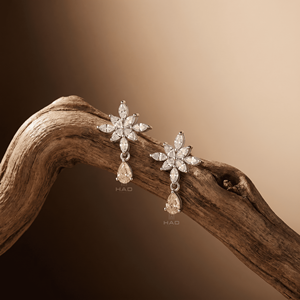 Pendientes de gota florales con diamantes amarillos cultivados en laboratorio, oro blanco, joyería fina de lujo, elegante regalo nupcial para mujer - Product Image 2