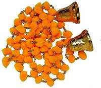 20 tali buatan tangan India pom bunga marigold dengan lonceng warna campuran buatan Marigold karangan bunga gantung halus