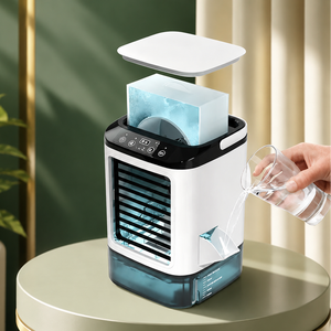 Ventilateur de bureau portable alimenté par courant alternatif avec brumisation et compartiment à glace, 3 vitesses, humidificateur personnel en plastique pour un confort optimal - Product Image 1