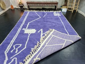 <b>Pastel</b> Blue Moroccan Beni Ourain <b>Rug</b> Amethyst Purple Abstract Handmade Afrikesh Living Room Carpet Unique Handmade Area <b>Rug</b> - Product Image 2