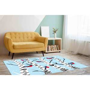 Tapis imprimé avec des oiseaux sur une branche : Noël, Chambre d'enfant, Animal, Salle de bain, 3D, Extérieur, Cadeau, Couloir, Tapis moelleux avec poils - Product Image 3