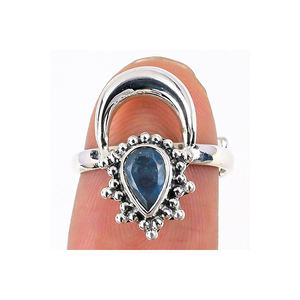 Bijoux fins en argent sterling 925 massif, pierre précieuse aigue-marine, mariage, fiançailles, fête, vente en gros ODM, cadeau de la Saint-Valentin - Product Image 1