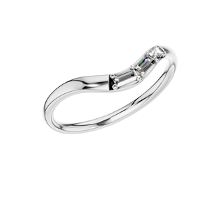 Anillo de boda de moissanita con corte de baguette chapado en rodio en forma de V único, Plata de Ley 925 con ajuste de punta, compromiso indio - Product Image 1