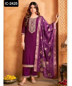 Salwar Kameez femmes indien pakistanais Salwar Kameez ensemble avec séquence lourde et broderie travail bordure Dupatta ensemble pour femmes - Product Image 1