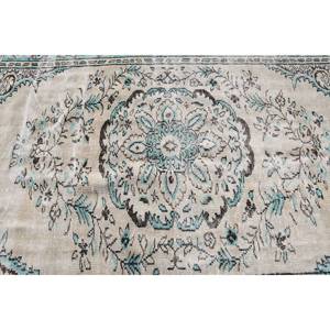 พรมตุรกีโบราณ-ดีไซน์สีเบจและสีน้ำเงิน5.5X9.5ฟุตคลาสสิก - Product Image 5