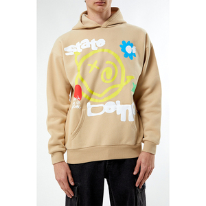 Custom Puff Printed Hoodies 100% Cotton Unisex <b>Thick</b> <b>Fleece</b> Pullover Puff Printing Hoodies For Sale - Product Image 3
