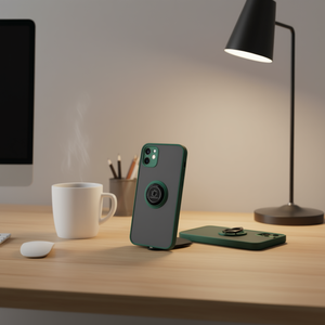 Funda para Teléfono DAM TPU con Acabado Mate y Soporte Giratorio para Dedos para iPhone 12 de 6.1 Pulgadas, Protección Anticaídas - Product Image 2