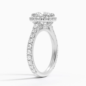 Anillo de compromiso de diamante cultivado en laboratorio redondo romántico 925 Halo de plata Pave ajuste nupcial boda joyería regalo para mujeres para fiestas - Product Image 2