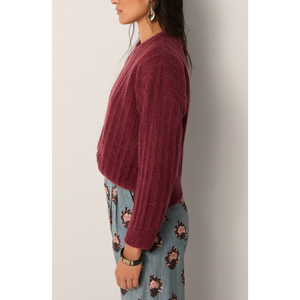 Cárdigan Vintage NINA para Mujer, Transpirable, Talla XS, Suéter de Punto con Estampado de Vino y Logotipo Frontal para Invierno - Product Image 3