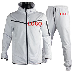 Conjunto de chándal de tendencia OEM, ropa deportiva, cortavientos, algodón elástico, deporte, logotipo personalizado, tecnología en blanco, Polar, cremallera, chándal para hombre - Product Image 2