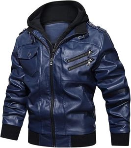 Chaqueta de motorista de cuero ajustada de alta calidad para hombre, cuello levantado, secado rápido, acabado elegante, bolsillo frontal, lona gruesa, Invierno - Product Image 4