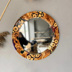Miroir mural élégant et écologique en bois et résine pour la décoration intérieure moderne, rehaussant l'espace mural avec un charme artistique - Product Image 3
