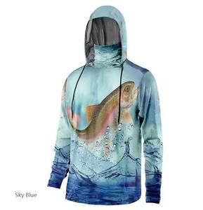 Camisas de Pesca con Protección Solar UPF 50+ para Hombre, Diseño Nuevo, con Capucha y Protector Facial, Impresión Personalizada, Ropa de Pesca y Caza - Product Image 3