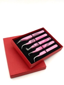 Meilleures pinces à cils antistatiques GETUP BROSONS IMPEX de haute qualité, revêtement en poudre rose, 90 degrés, nouvelles pinces à cils incurvées en acier inoxydable de 10 mm - Product Image 6