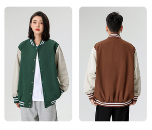 Venta al por mayor en blanco pareja trajes Varsity chaquetas Color-blocking chaqueta de manga raglán logotipo personalizado chaqueta de béisbol con capucha para los hombres - Product Image 2