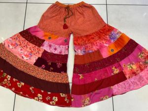 กางเกง Palazo แบบปะสำหรับผู้หญิงกางเกงขายาวทรงหลวมสำหรับผู้หญิงกางเกงขายาวดีไซน์ไม่เหมือนใครสวมใส่สบาย - Product Image 3