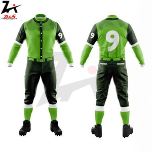Tenues de baseball personnalisées, entièrement boutonnées, 100 % polyester, tissu double tricoté respirant, imprimé par transfert thermique, ensembles de pantalons en jersey - Product Image 3