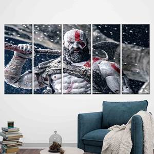 Art moderne sur toile : Affiche God of War Kratos pour décoration contemporaine, 5P : Galerie encadrée - Product Image 1