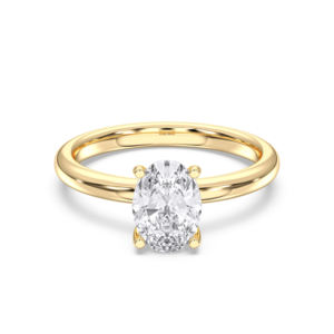 Juego de puntas de diamante cultivado en laboratorio E de 1,40 quilates de corte ovalado, anillo de compromiso solitario hecho en plata de ley chapada en oro para mujer - Product Image 5