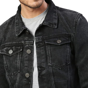 <b>Black</b> Color Men Denim Jeans Jacket 100% Cotton Casual Fashionable Classic Denim Jacket Men Loose Fit Jeans Jackets Coat Outwear - Product Image 4