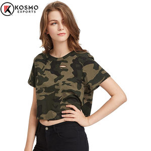 Top Corto Informal de Verano para Mujer, Manga Corta, Liso, Tejido de Punto, para Fiesta, Logotipo Personalizado en la Parte Delantera, Algodón Ecológico - Product Image 3