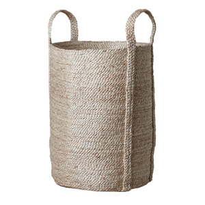 Strong Weave Jute Laundry <b>Basket</b> Large Capacity Flat Bottom Reusable and Stabilized <b>for</b> Floors Closets or <b>Bathrooms</b> - Product Image 3