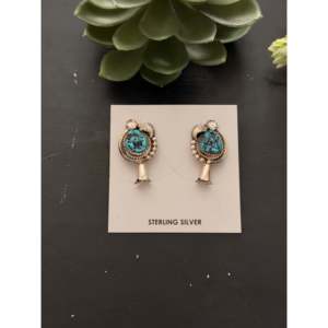 Pendientes Colgantes Donovan Nez Kingman Post Dangle Blossom, Turquesa y Plata de Ley, Joyería Cultural Coleccionable - Product Image 1
